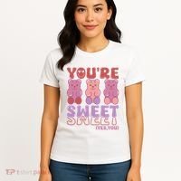 You’Re Sweet Yes You Echo Text Teddy Bear Valentine’S Day Women's T-Shirt thumb 4