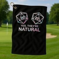 Yes, They're Natural 20 D20 Dice Funny Rpg Gamer Golf Towel thumb 1