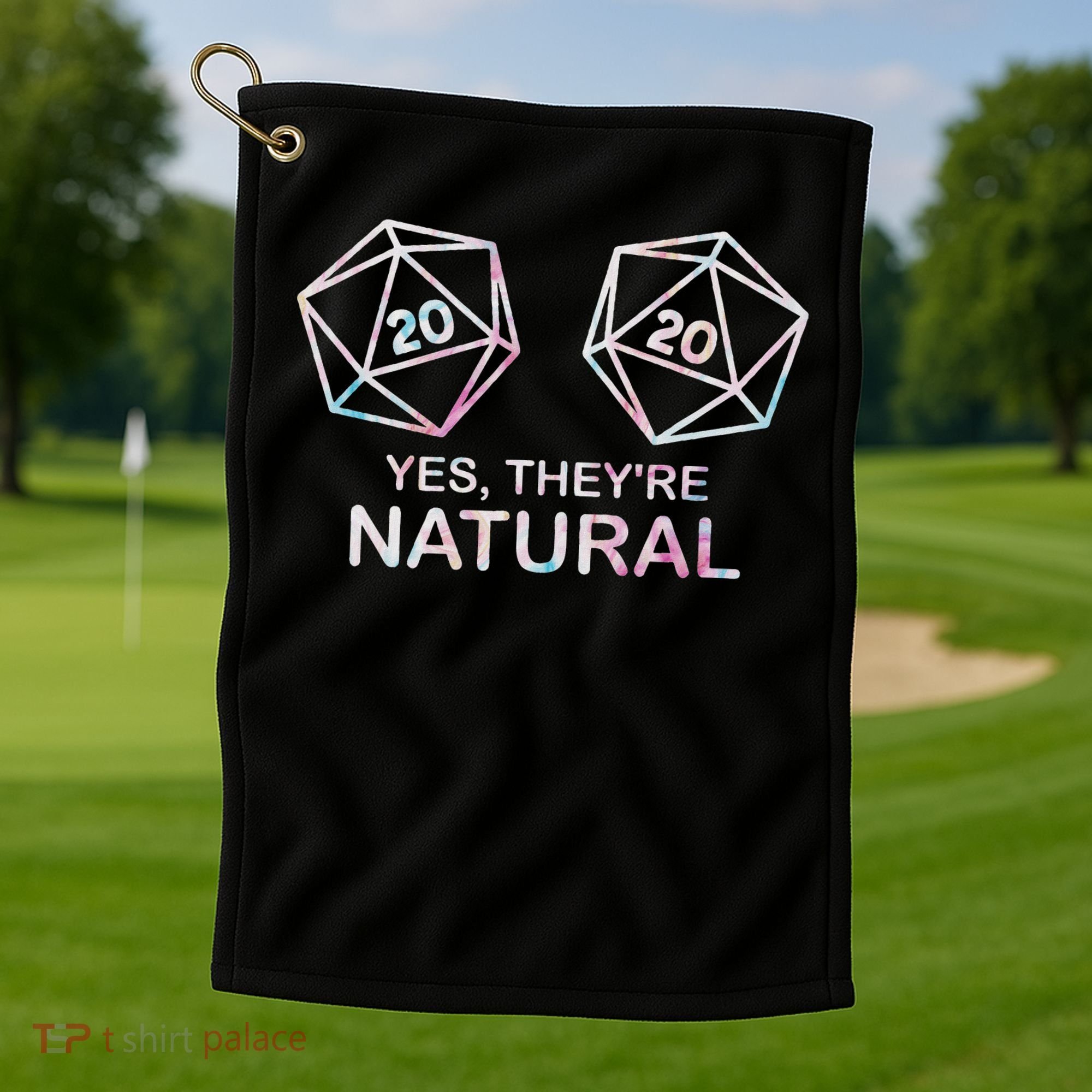 Yes, They're Natural 20 D20 Dice Funny Rpg Gamer Golf Towel