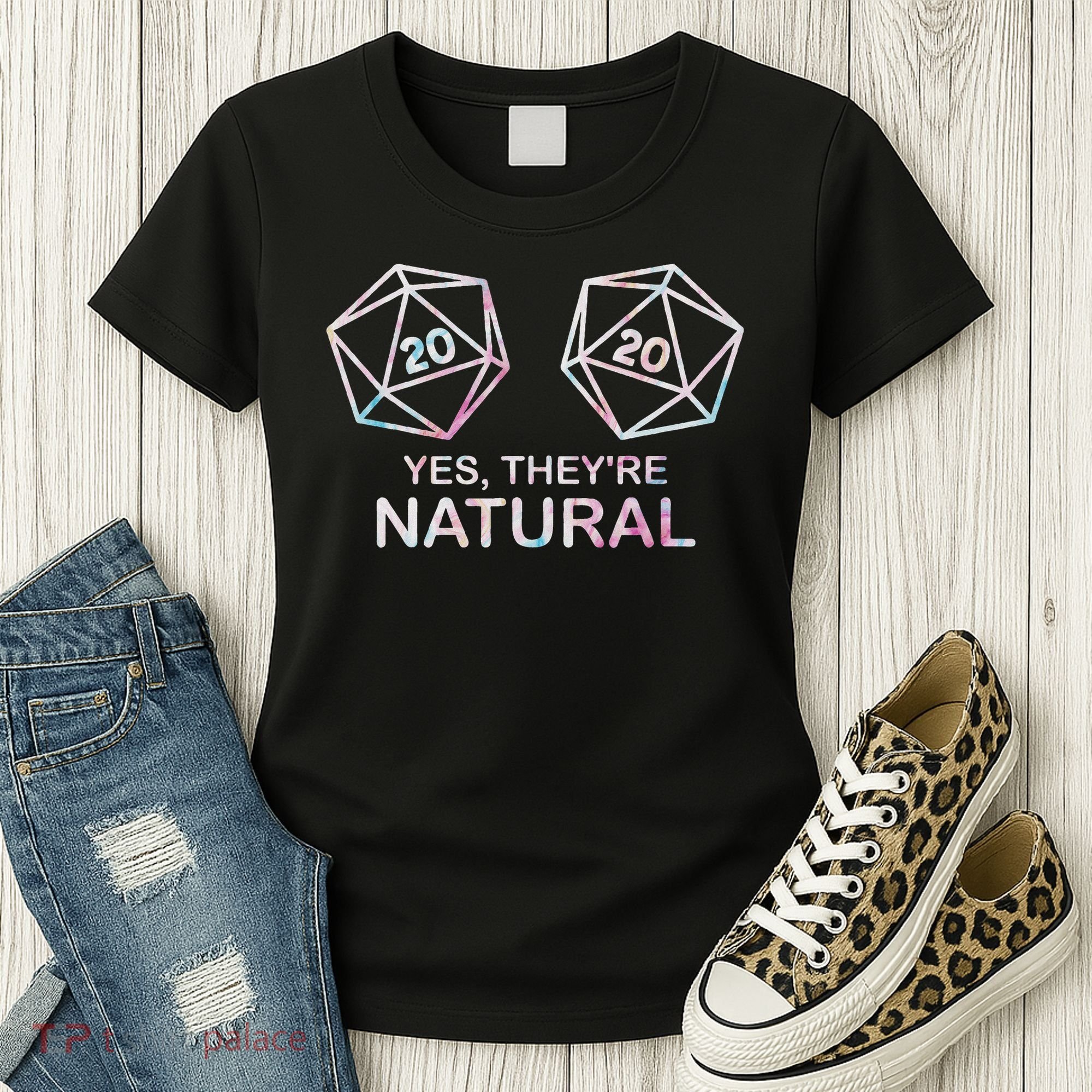 Yes, They're Natural 20 D20 Dice Funny Rpg Gamer Women's T-Shirt