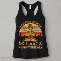 Yoga Tattoo Women I&X27;M Mostly Peace Love And Light Women's Tank Top thumb 3