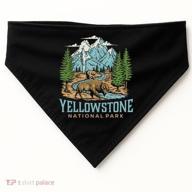 Yellowstone Us National Park Wolf Bison Bear USA-Made Doggie Bandana