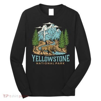 Yellowstone Us National Park Wolf Bison Bear Long Sleeve Shirt