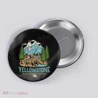 Yellowstone Us National Park Wolf Bison Bear Button thumb 0