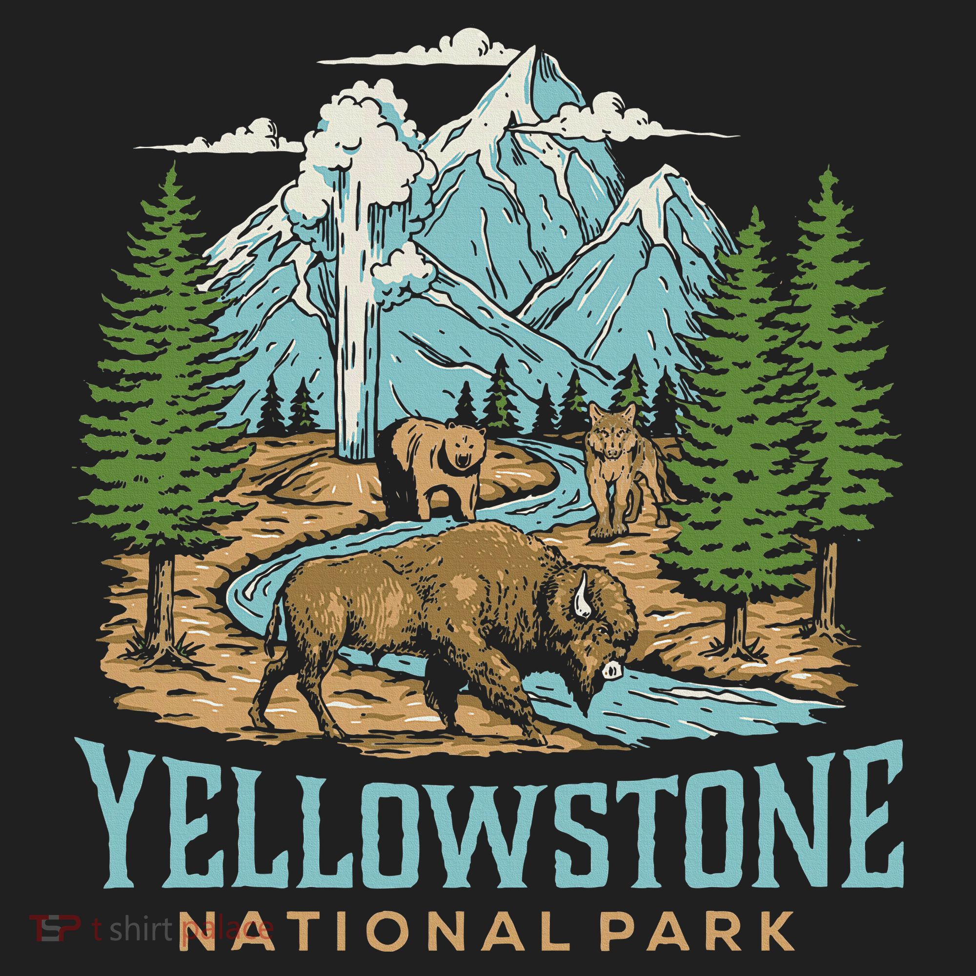 Yellowstone Us National Park Wolf Bison Bear Beanie