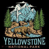 Yellowstone Us National Park Wolf Bison Bear Women's Hoodie thumb 2