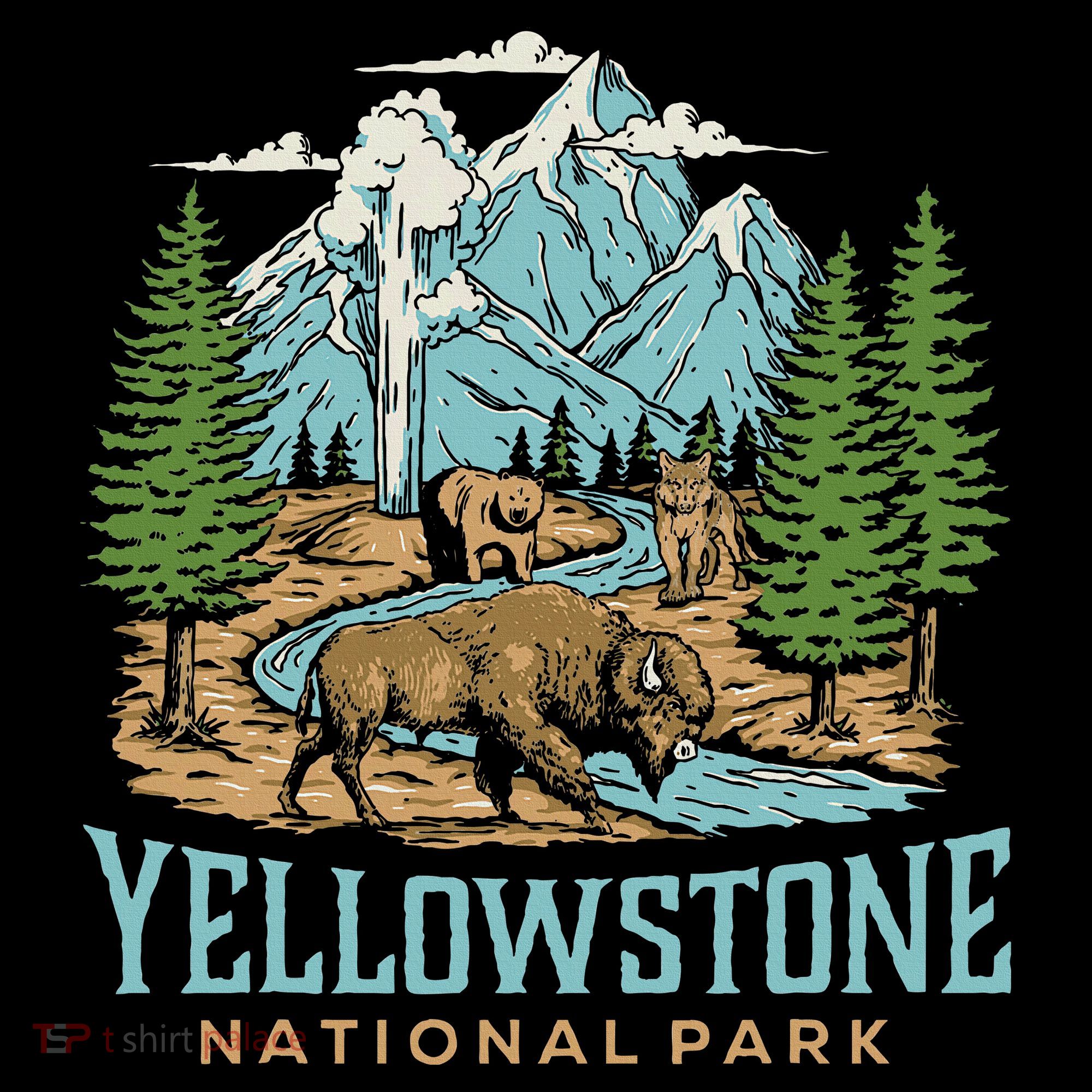 Yellowstone Us National Park Wolf Bison Bear Women's Hoodie