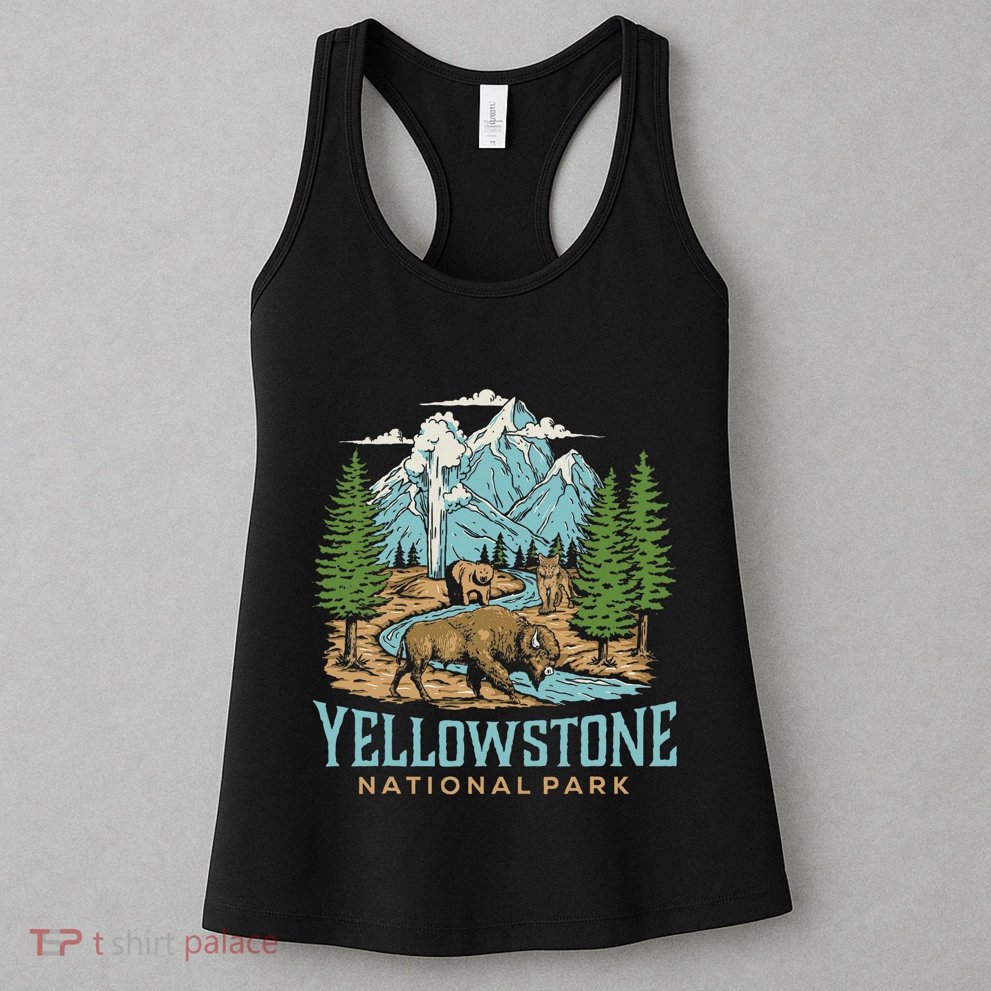 Yellowstone Us National Park Wolf Bison Bear Women's Tank Top