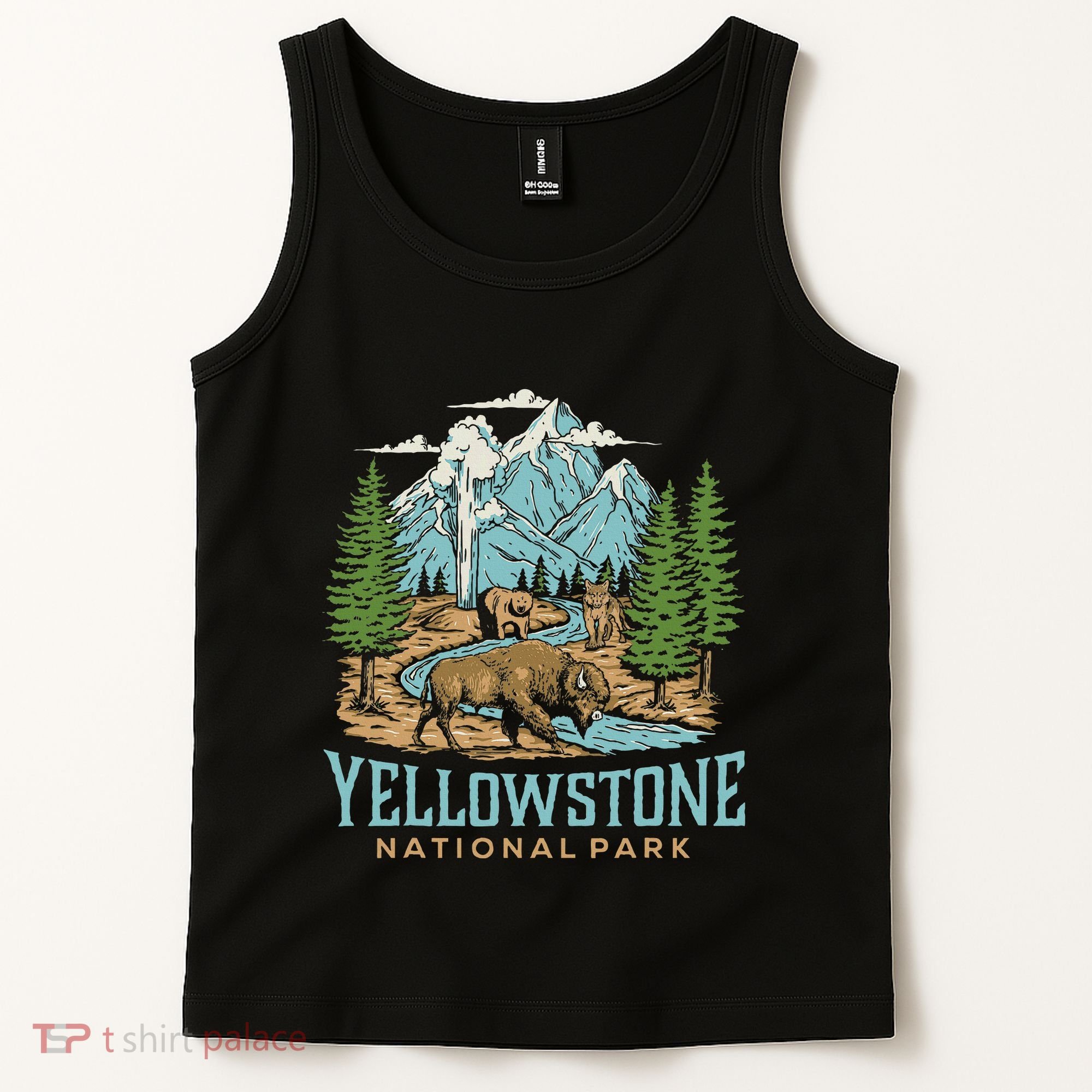 Yellowstone Us National Park Wolf Bison Bear Tank Top