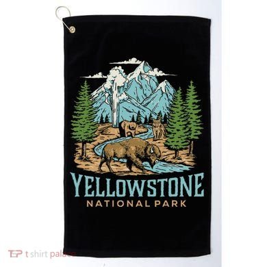 Yellowstone Us National Park Wolf Bison Bear Golf Towel
