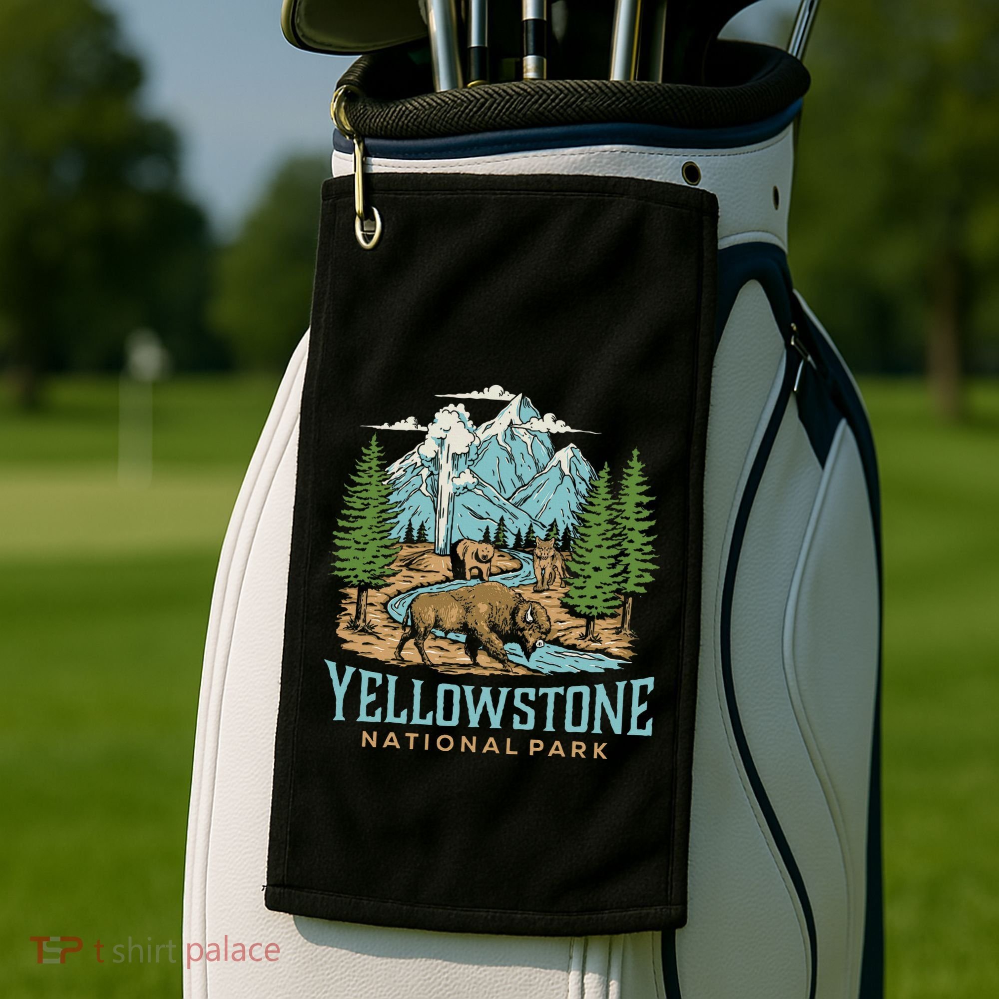 Yellowstone Us National Park Wolf Bison Bear Golf Towel