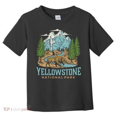 Yellowstone Us National Park Wolf Bison Bear Toddler T-Shirt