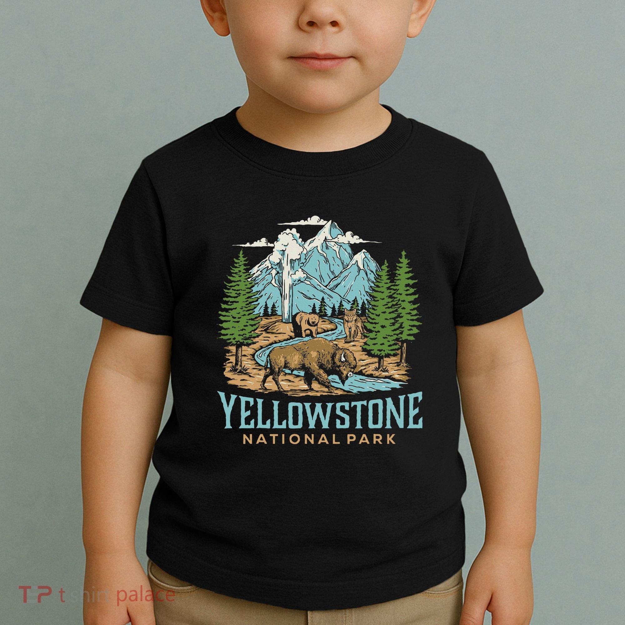Yellowstone Us National Park Wolf Bison Bear Toddler T-Shirt