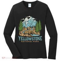 Yellowstone Us National Park Wolf Bison Bear Women's Long Sleeve Shirt thumb 0