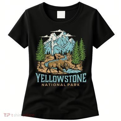 Yellowstone Us National Park Wolf Bison Bear Women's T-Shirt