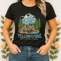 Yellowstone Us National Park Wolf Bison Bear Women's T-Shirt thumb 2