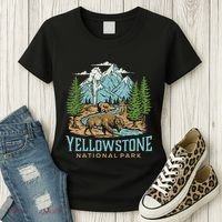 Yellowstone Us National Park Wolf Bison Bear Women's T-Shirt thumb 3