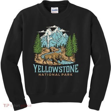 Yellowstone Us National Park Wolf Bison Bear Kids Sweatshirt