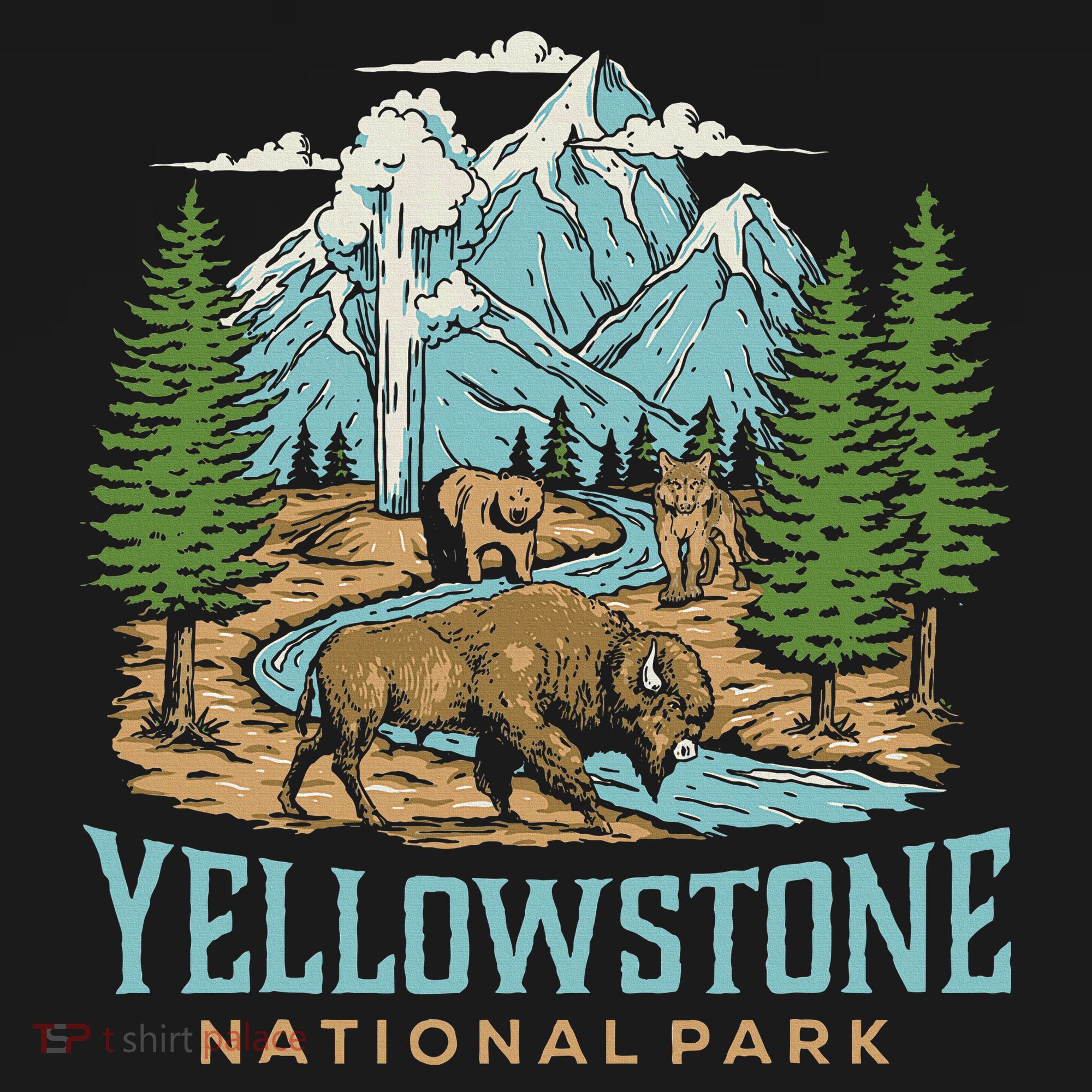 Yellowstone Us National Park Wolf Bison Bear Kids Sweatshirt