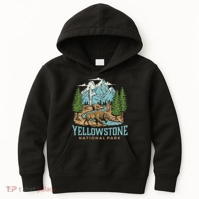 Yellowstone Us National Park Wolf Bison Bear Kids Hoodie