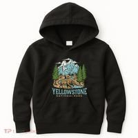 Yellowstone Us National Park Wolf Bison Bear Kids Hoodie thumb 0