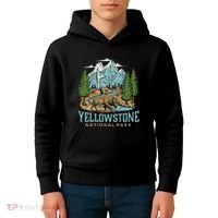 Yellowstone Us National Park Wolf Bison Bear Kids Hoodie thumb 4