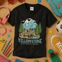 Yellowstone Us National Park Wolf Bison Bear Kids T-Shirt thumb 3