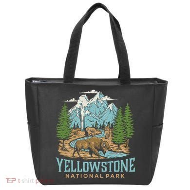 Yellowstone Us National Park Wolf Bison Bear Tote Bag