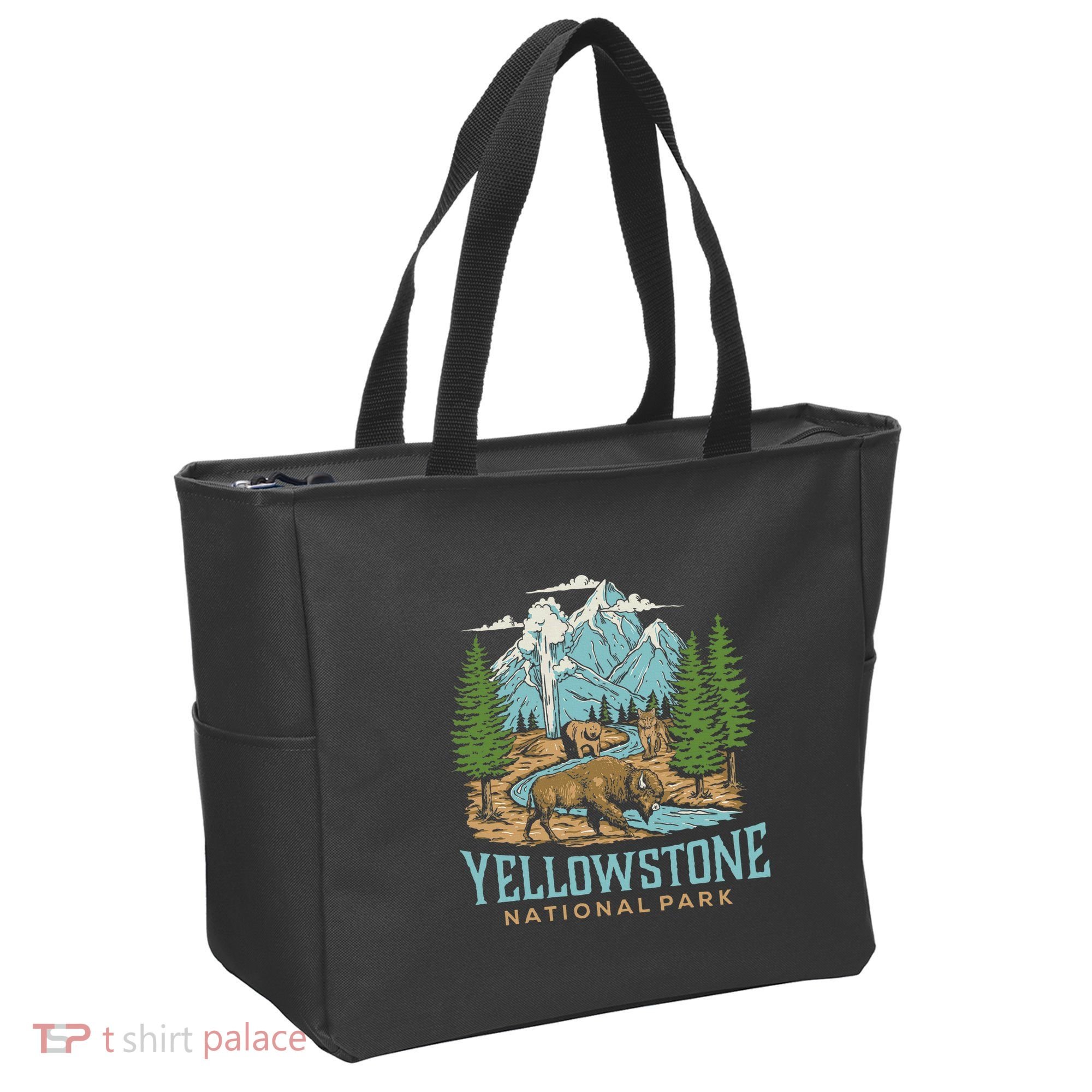 Yellowstone Us National Park Wolf Bison Bear Tote Bag