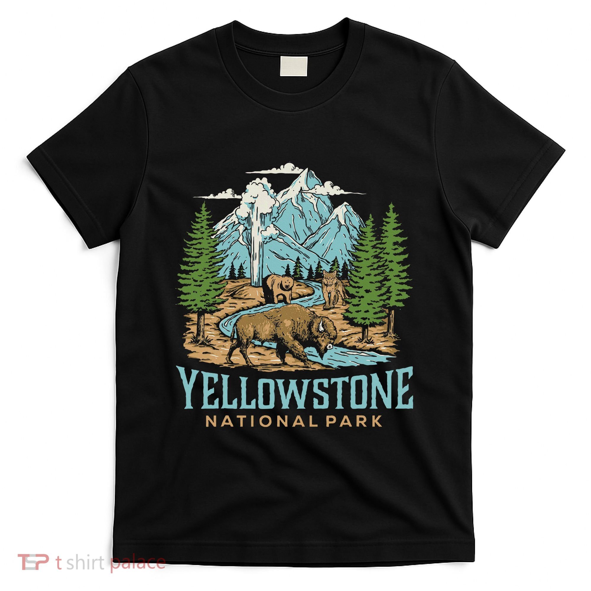 Yellowstone Us National Park Wolf Bison Bear Vintage T-Shirt