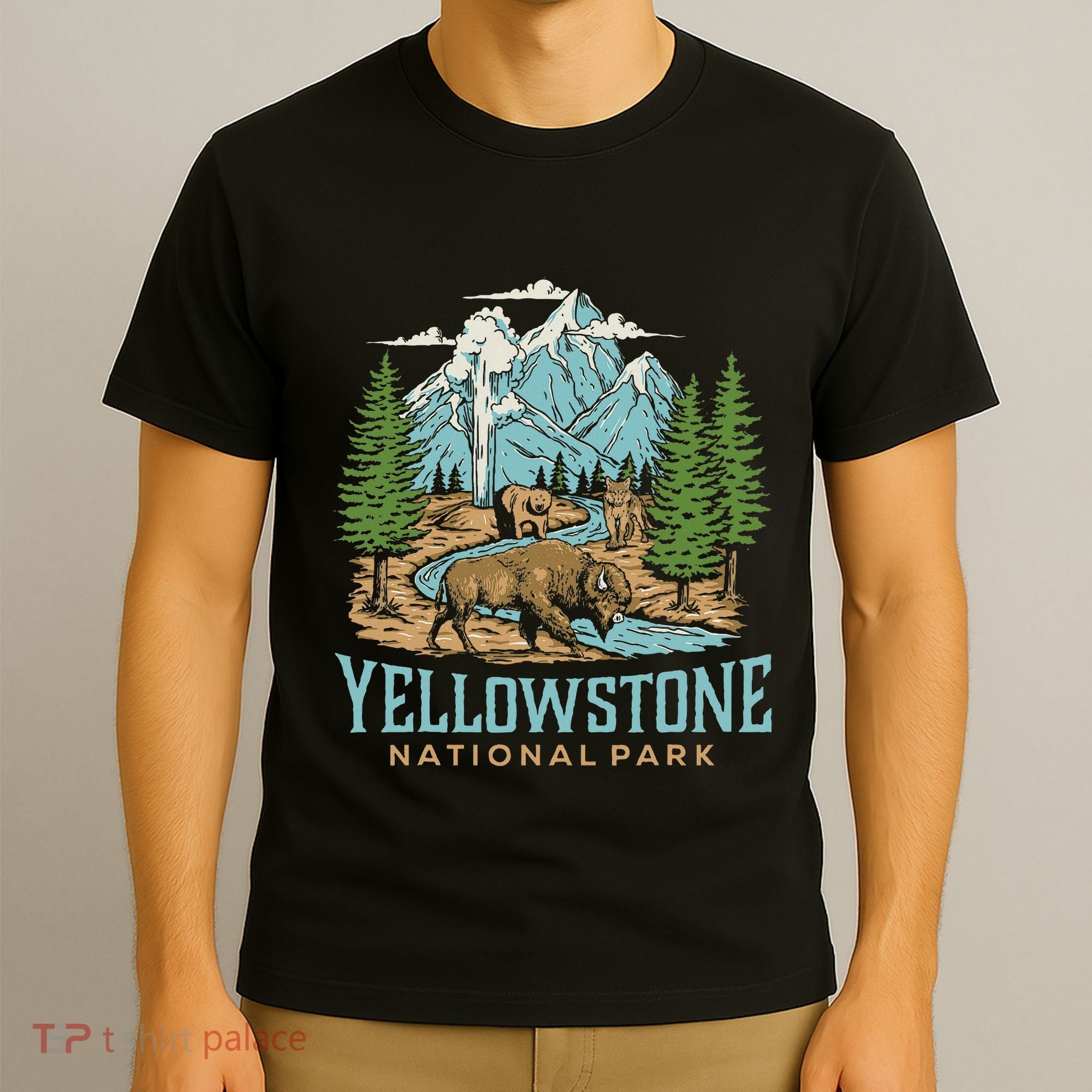 Yellowstone Us National Park Wolf Bison Bear Vintage T-Shirt