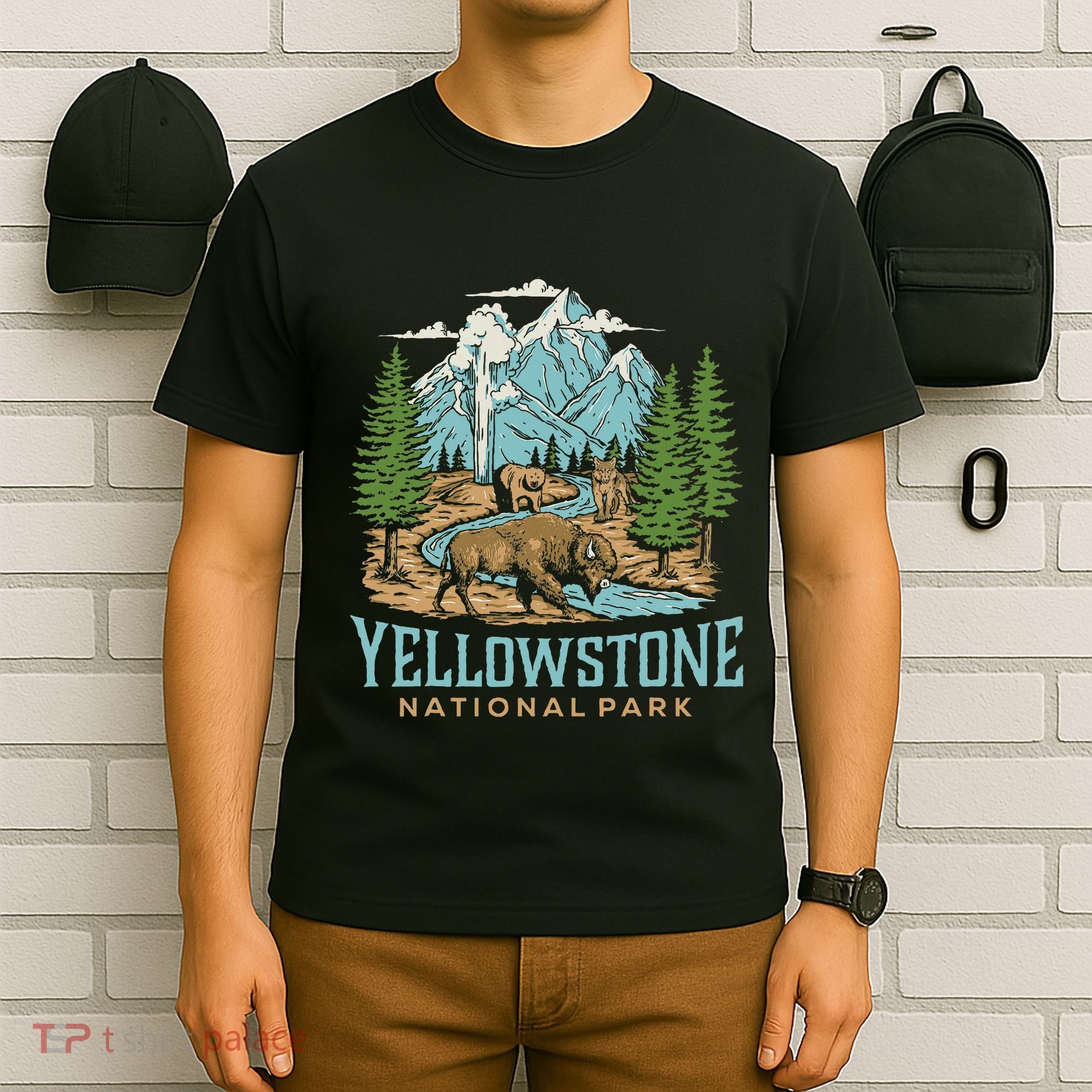 Yellowstone Us National Park Wolf Bison Bear Vintage T-Shirt