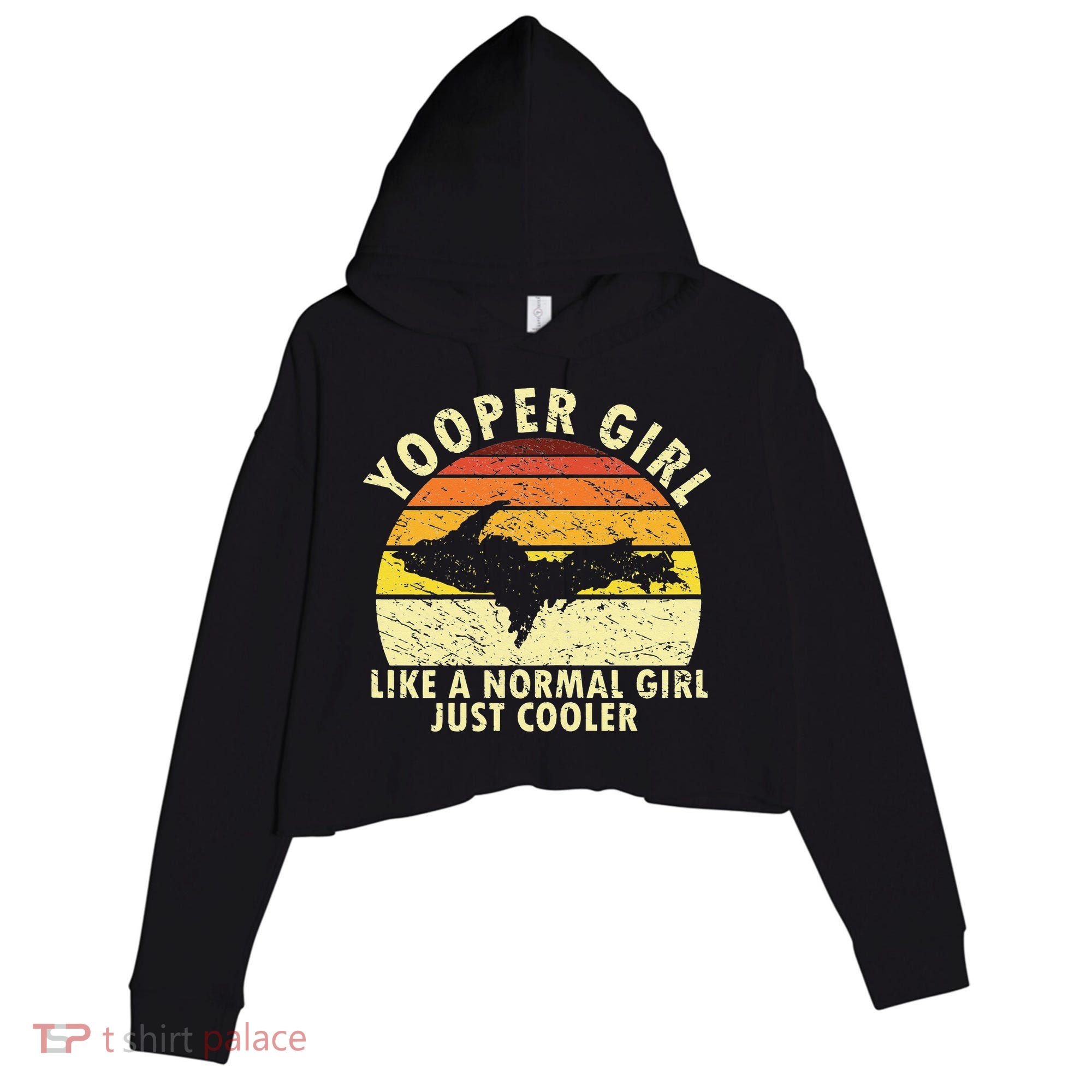 Yooper Upper Peninsula Retro Upper Michigan Crop Fleece Hoodie