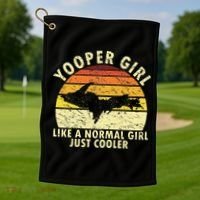 Yooper Upper Peninsula Retro Upper Michigan Golf Towel thumb 1