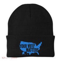 Your Vote Matters Blue Map Beanie thumb 0