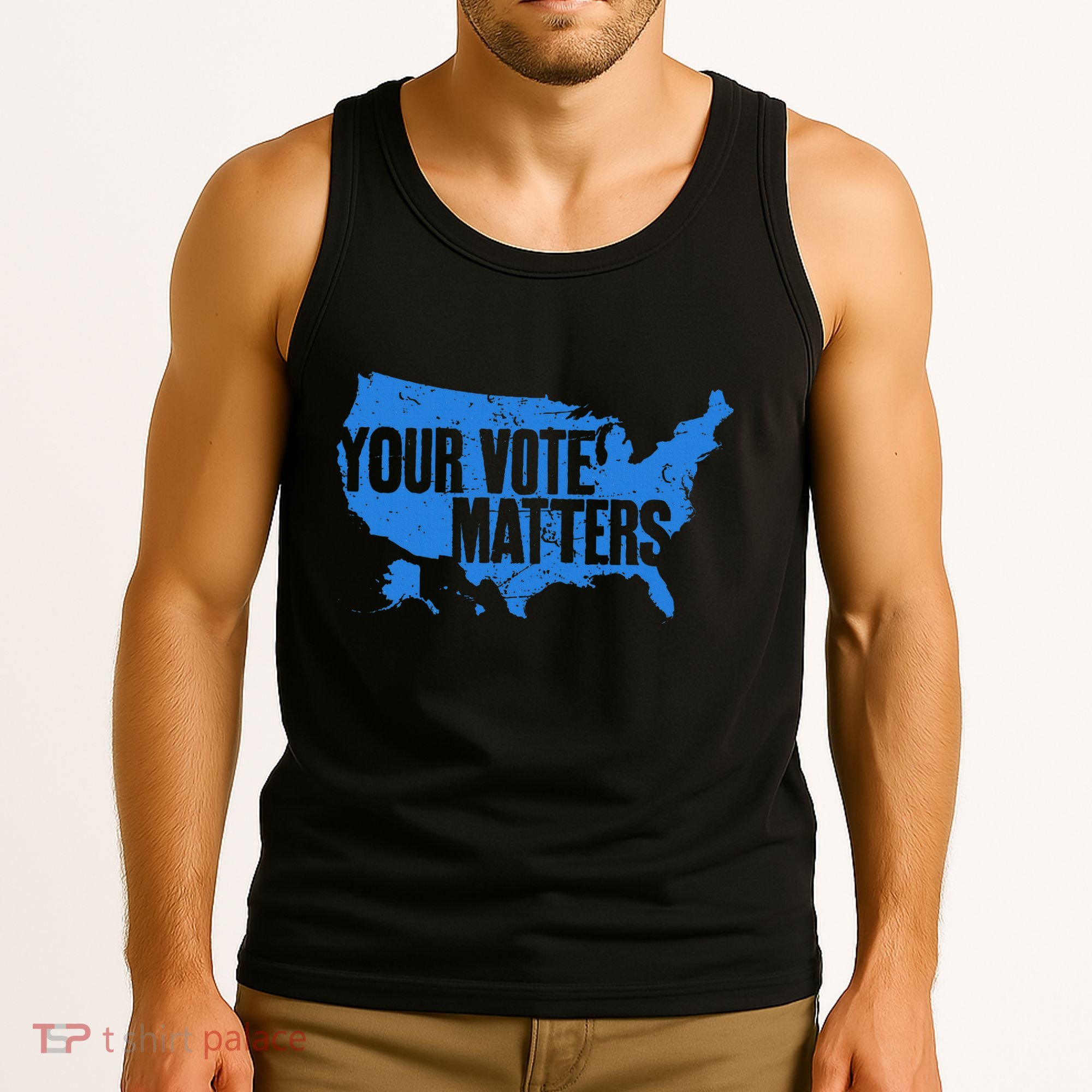 Your Vote Matters Blue Map Tank Top