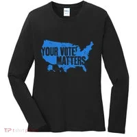 Your Vote Matters Blue Map Women's Long Sleeve Shirt thumb 0