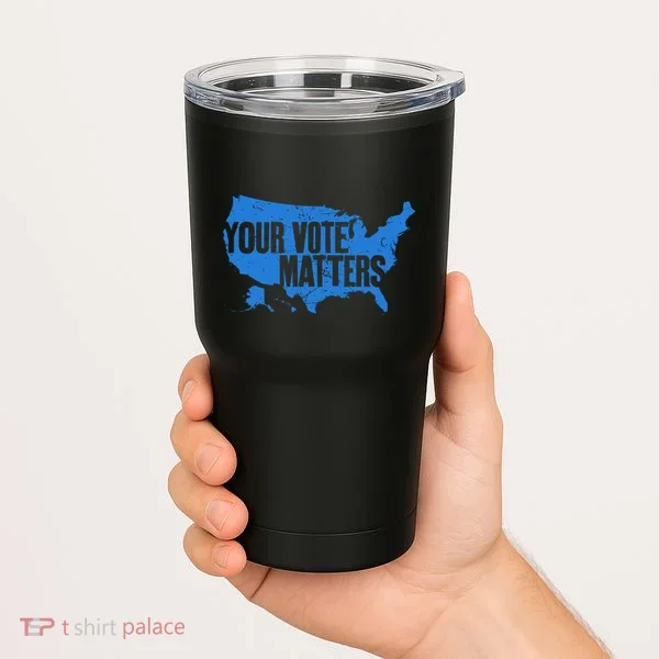 Your Vote Matters Blue Map Tumbler