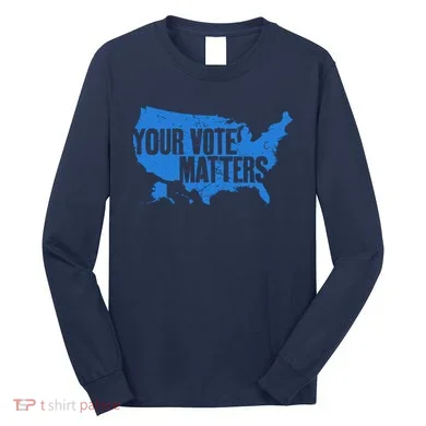 Your Vote Matters Blue Map Long Sleeve Shirt