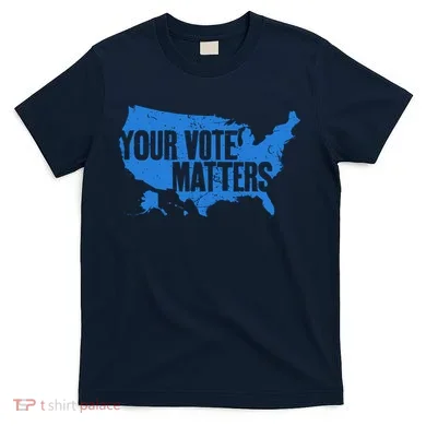 Your Vote Matters Blue Map T-Shirt