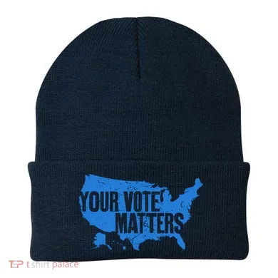 Your Vote Matters Blue Map Beanie