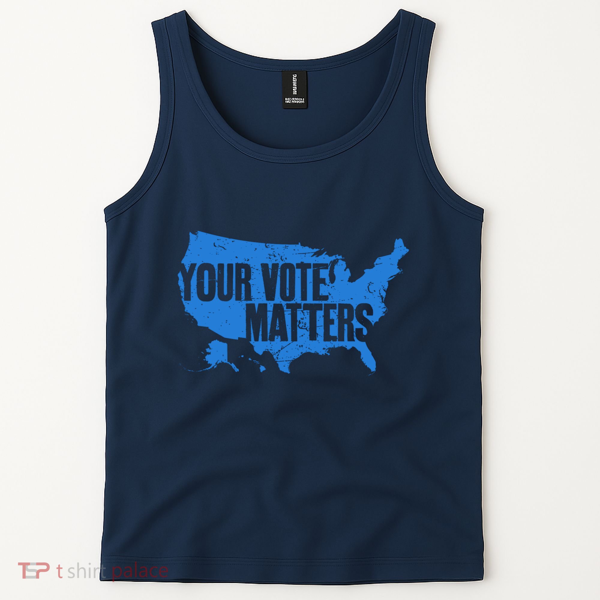 Your Vote Matters Blue Map Tank Top