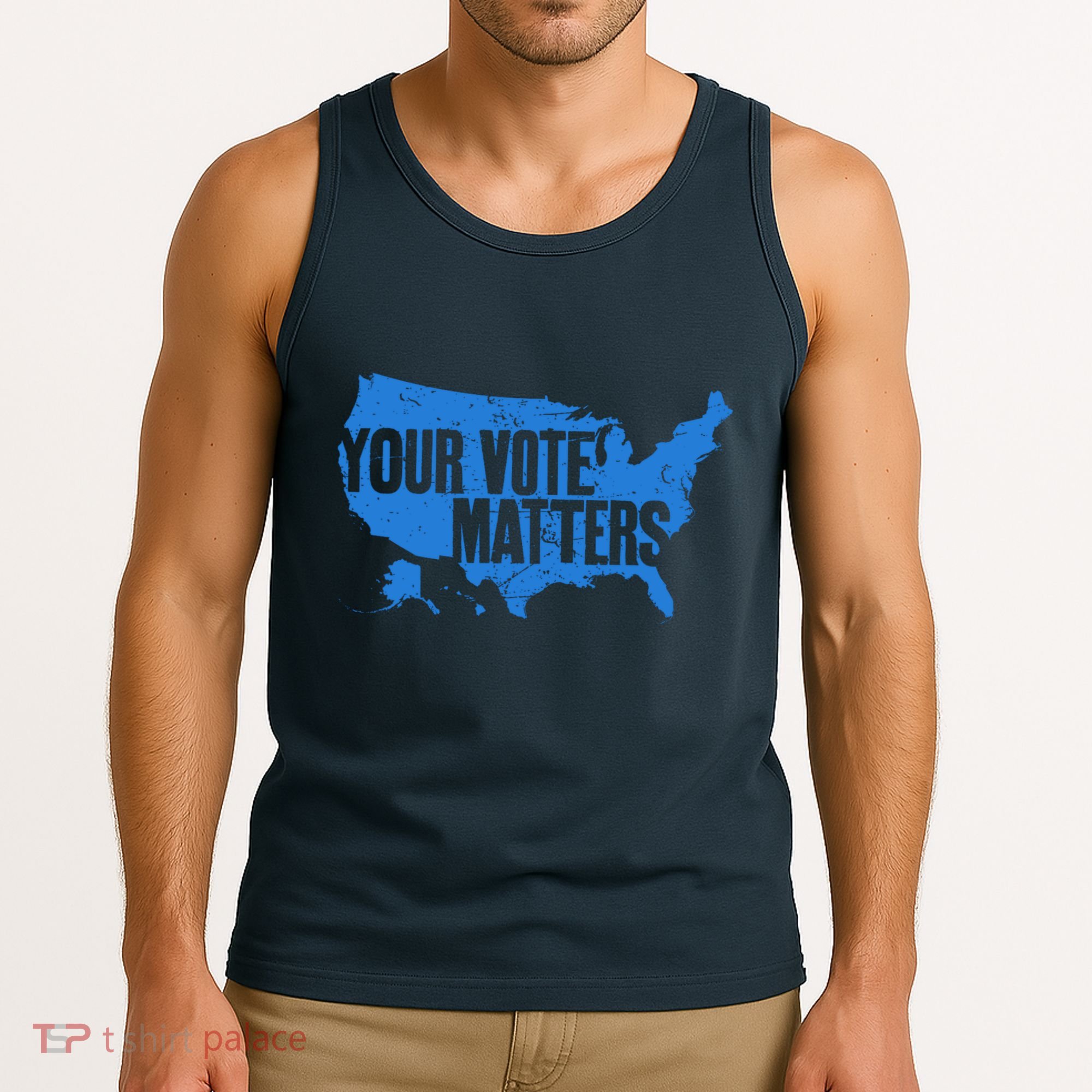 Your Vote Matters Blue Map Tank Top