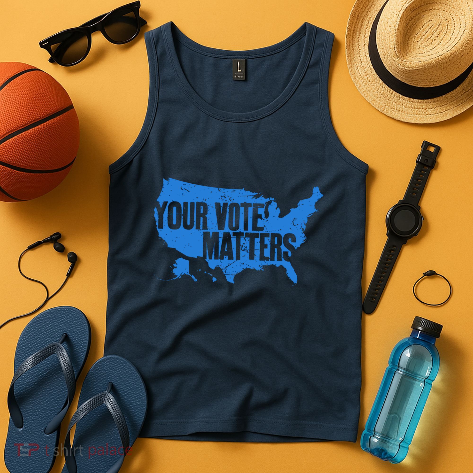 Your Vote Matters Blue Map Tank Top