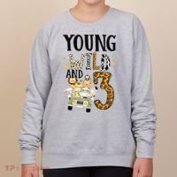 Young Wild & 3 Safari Wild Child 3rd Birthday Third Bday Women's Sweatshirt thumb 0