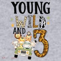 Young Wild & 3 Safari Wild Child 3rd Birthday Third Bday Women's Sweatshirt thumb 2