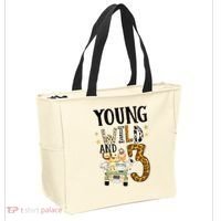 Young Wild & 3 Safari Wild Child 3rd Birthday Third Bday Tote Bag thumb 2