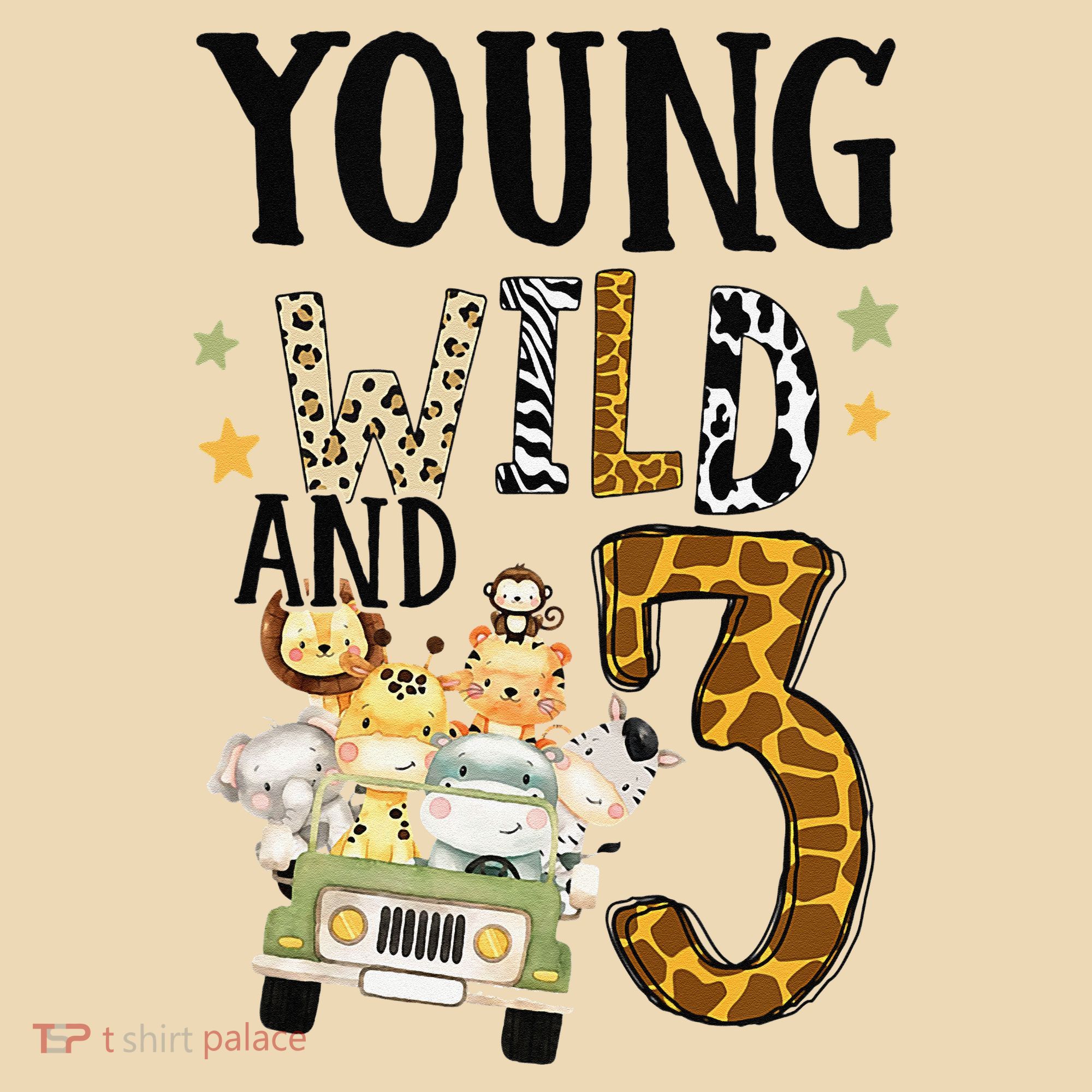 Young Wild & 3 Safari Wild Child 3rd Birthday Third Bday Tote Bag