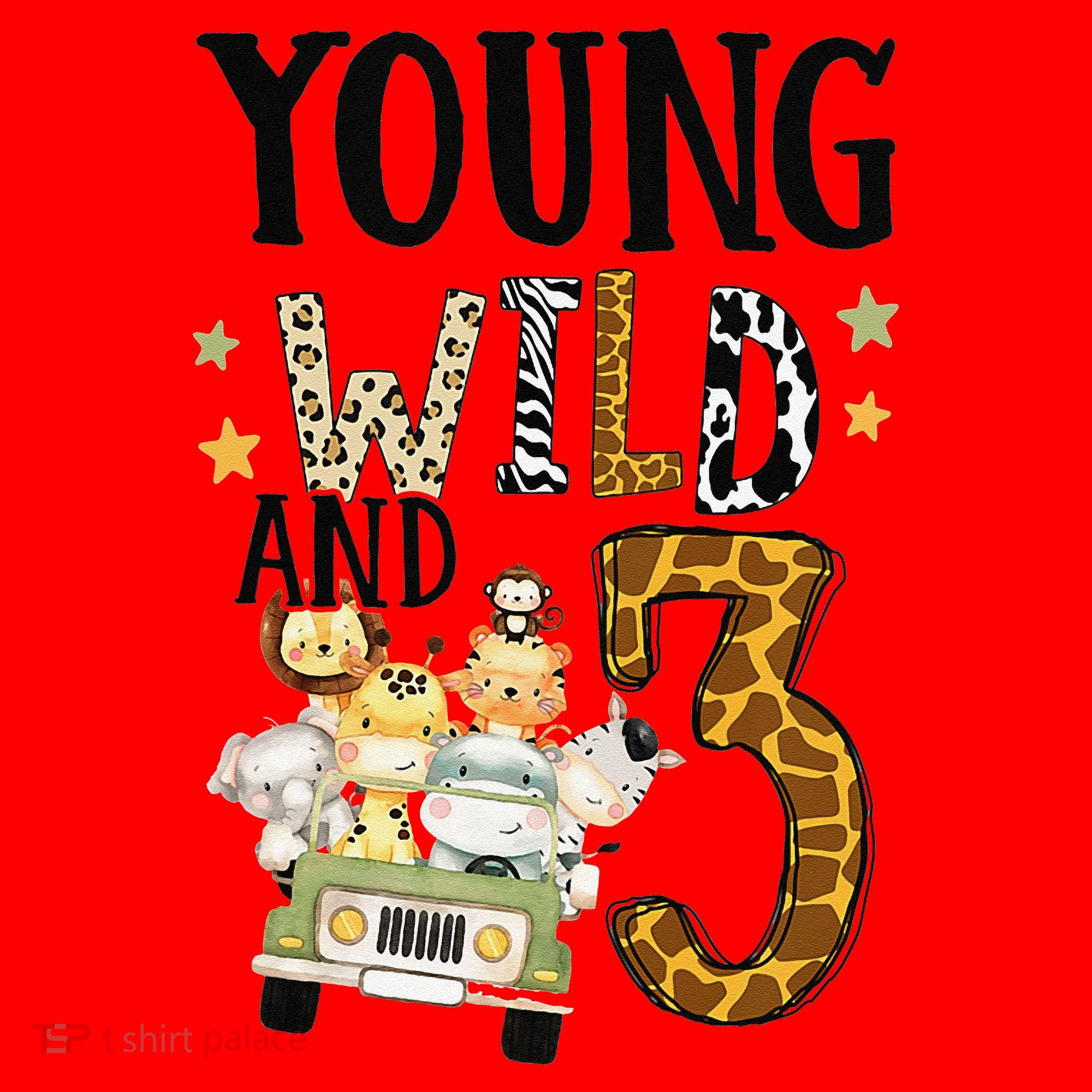 Young Wild & 3 Safari Wild Child 3rd Birthday Third Bday Santa Hat