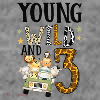 Young Wild & 3 Safari Wild Child 3rd Birthday Third Bday Toddler Hoodie thumb 2
